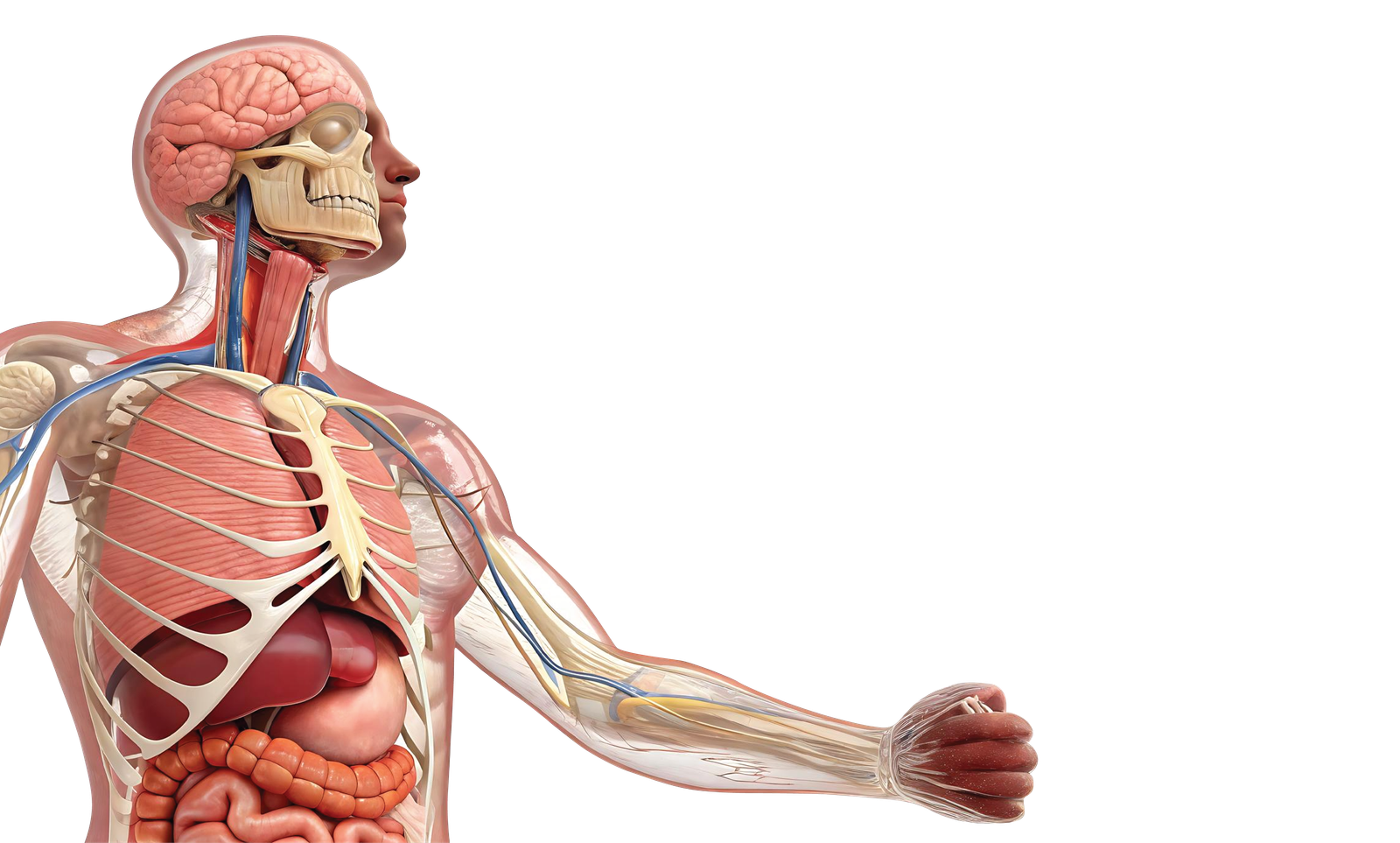Detailed human anatomy and organ visualization